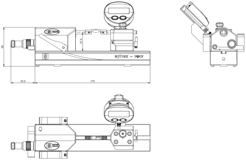 Sylvac Micro Bench Table Measurement PS17 Entre-portée dimensions