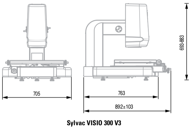 Sylvac Optical Measuring Machine VISIO 300 V3 dimensions
